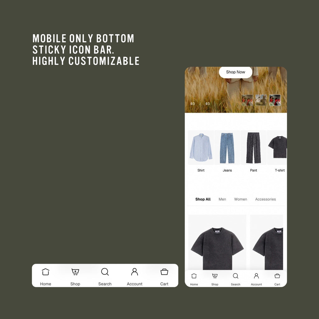Mobile Bottom Sticky Icon Bar