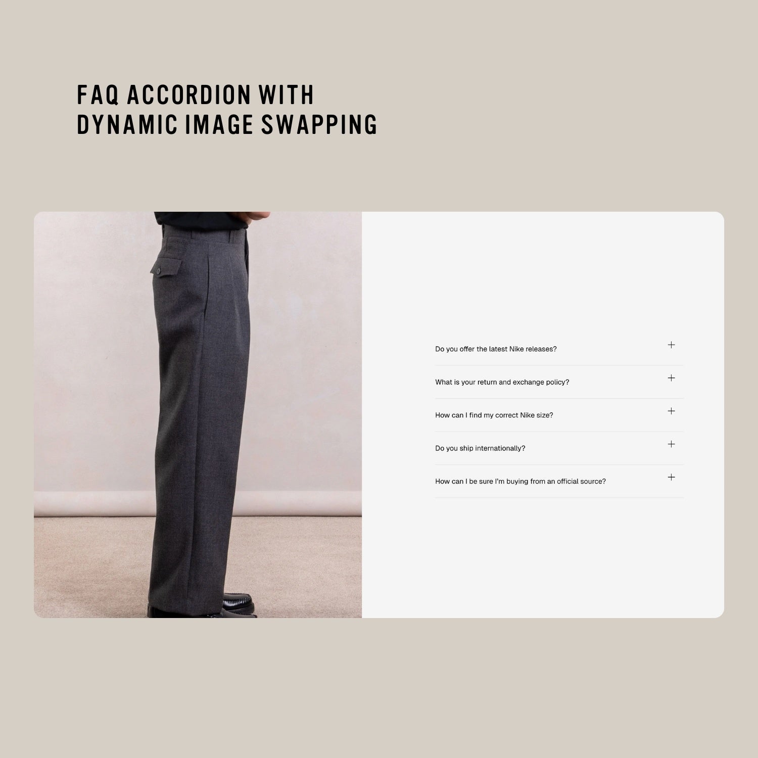 FAQ Accordion with Dynamic Image Swapping