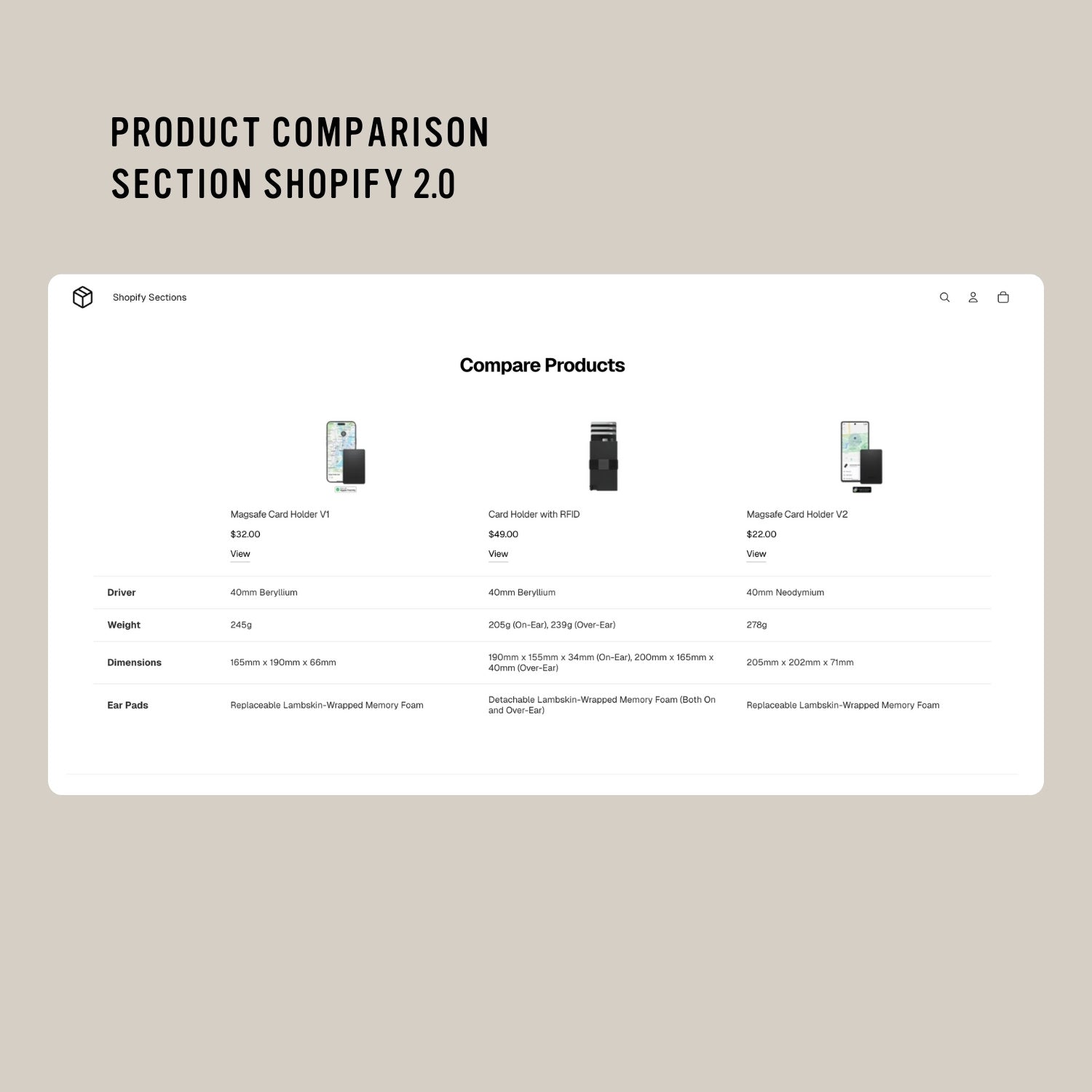 Product Comparison Section for Shopify 2.0