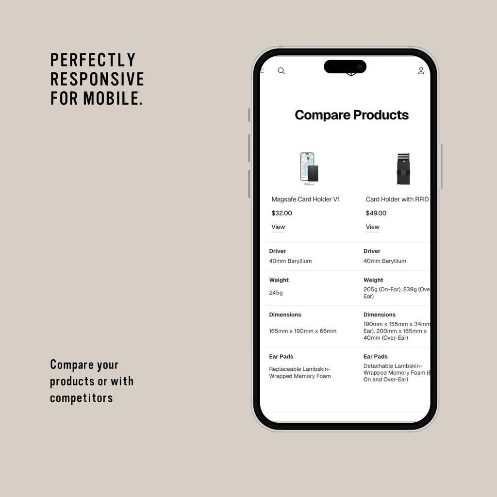Product Comparison Section for Shopify 2.0