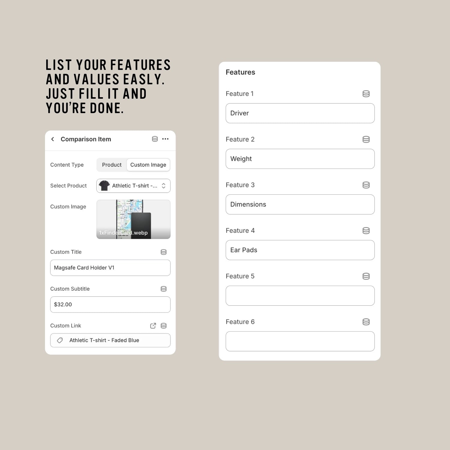 Product Comparison Section for Shopify 2.0