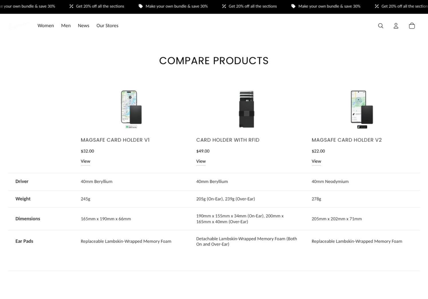 Product Comparison Section for Shopify 2.0